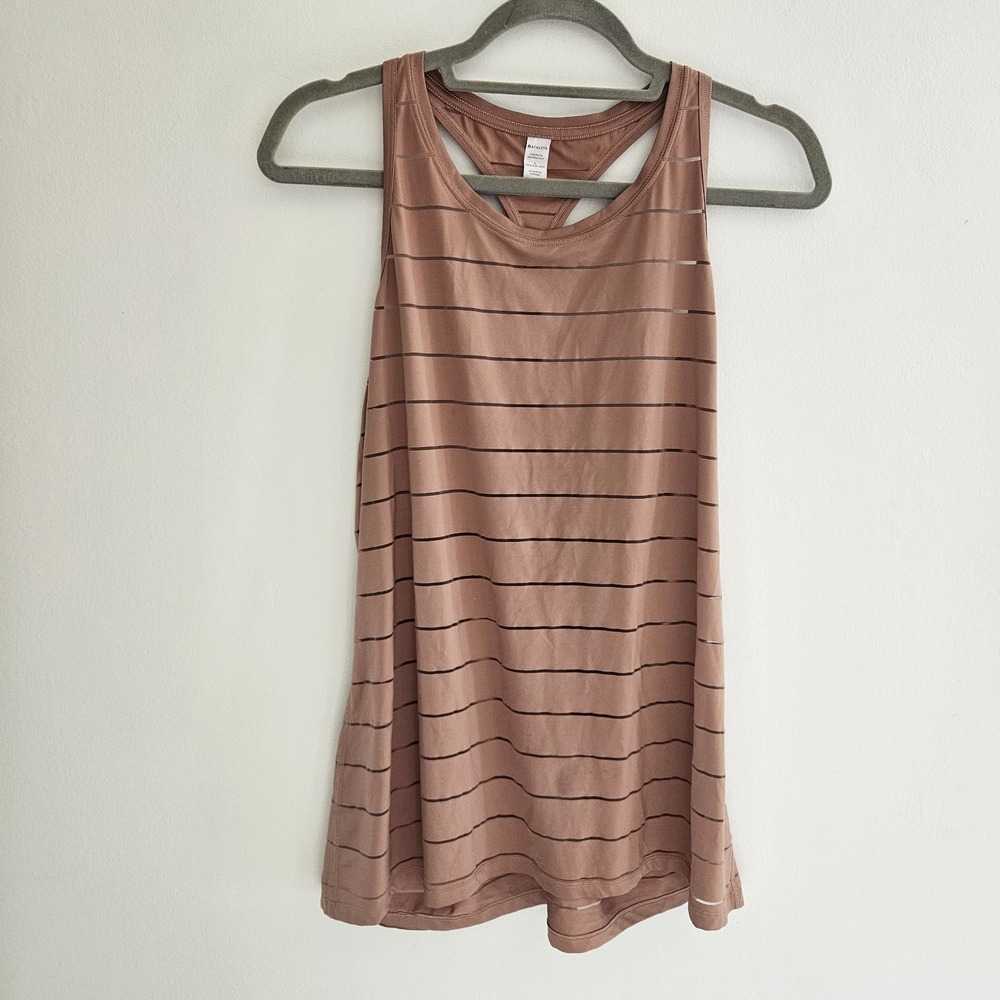 Athleta Ultimate Tank Top L Stretch Racerback Workout Athletic Breathable Stripe